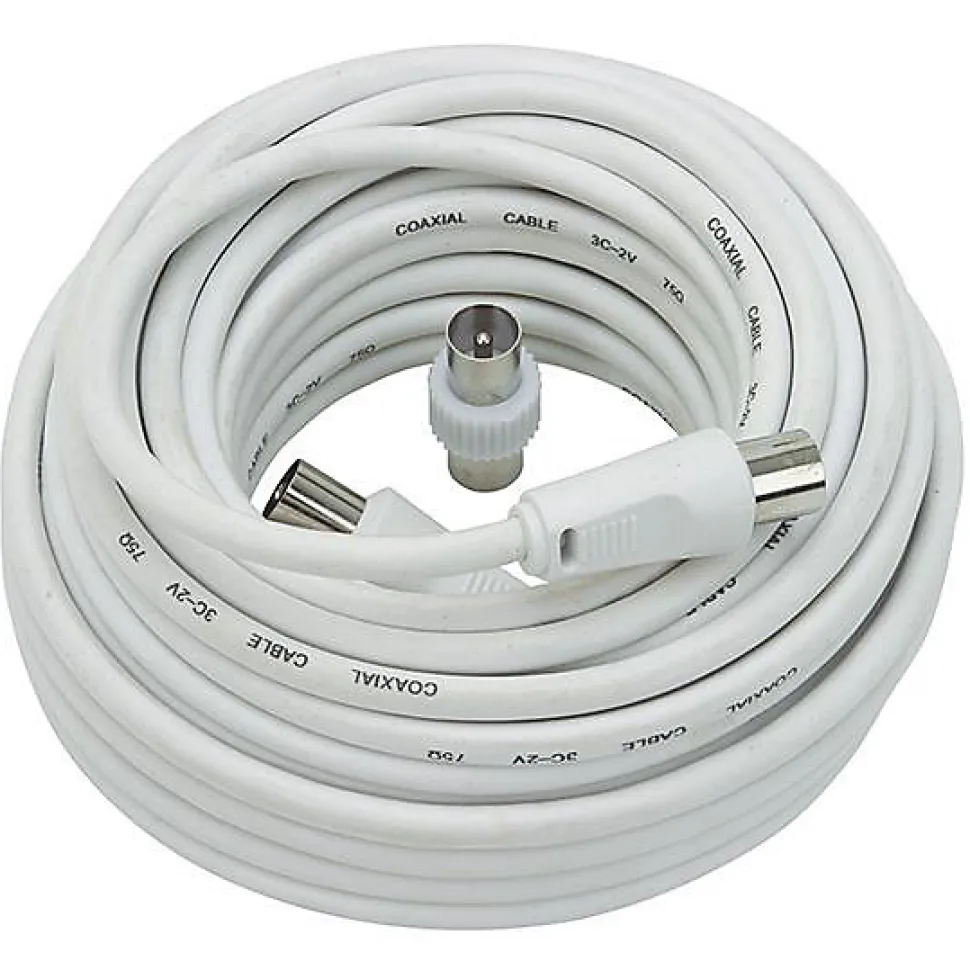 Câble coaxial Tv 10 Mètres + adaptateur