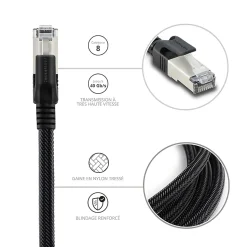 Câble Ethernet RJ45 CAT 8 mâle/mâle tressé - S/FTP 5 m - Metronic 395631