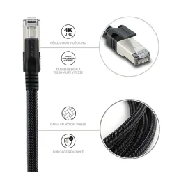 Câble Ethernet RJ45 CAT 8 mâle/mâle tressé - S/FTP 10 m - Metronic 395631