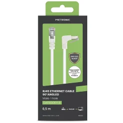 Câble Ethernet RJ45 CAT 6a mâle/mâle coudé - FTP 0,5 m - Metronic 395525