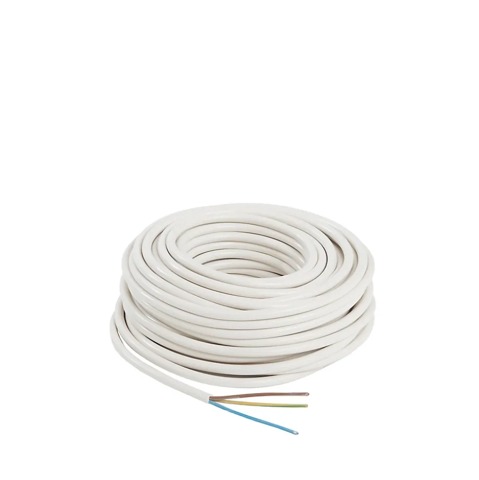 Câble électrique flexible H05VVF 3x1,5 mm² Blanc - 25 m
