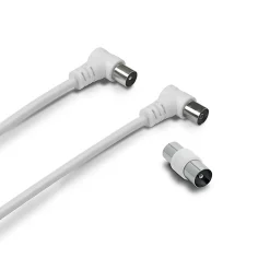 Câble TV coaxial 9,52 mm coudé mâle/fem. + adaptateur 9,52 mm - Metronic 338008