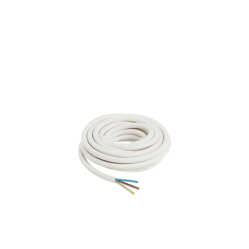 Câble 3X2,5 mm² H05VVF blanc couronne 5m