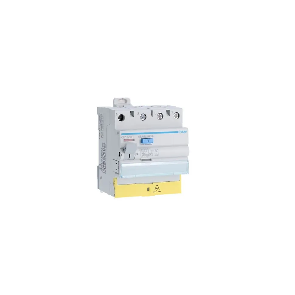 Cfc863f Hager Interrupteur Différentiel Triphasé + Neutre 63a 300ma Type Ac à Bornes Décalées
