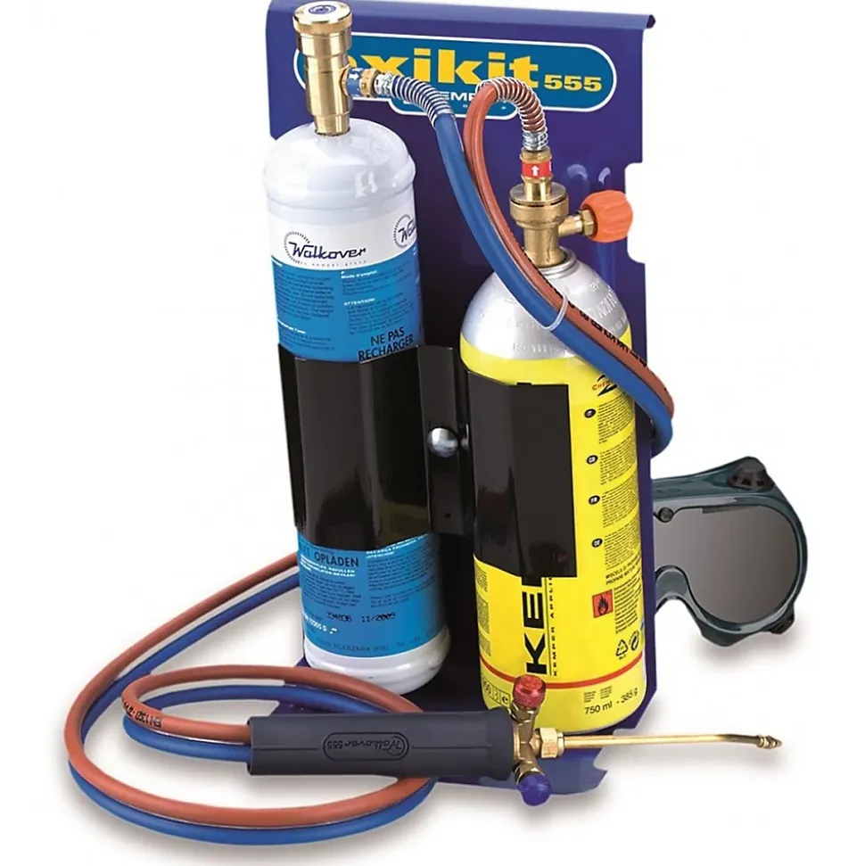 Chalumeau BI Gaz 110 Bar Oxygène/ Propane Avec 2 pointes Kit complet OXYKIT 555K KEMPER
