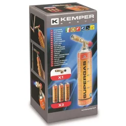 Chalumeau de soudure à gaz Flamme + 3 Cartouches de gaz 330gr KEMPER