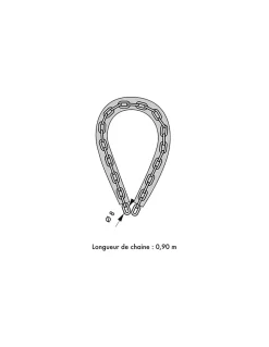 Chaîne acier cémenté zingué à clé Loops, moto, barrières, diamètre 8mm, 0.9m, gaine PVC, cadenas, 3 clés - THIRARD