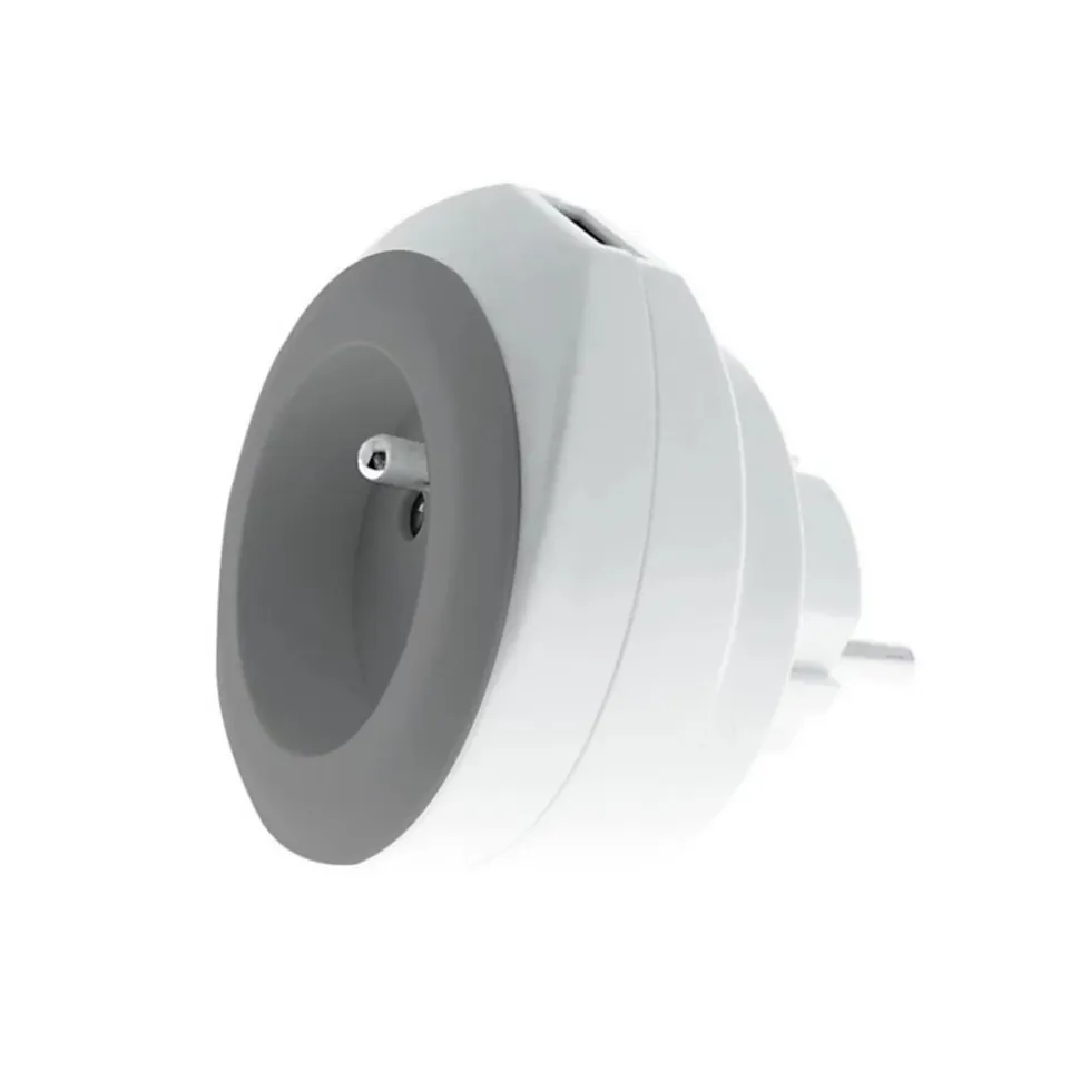 Chargeur prise 16A avec port USB Bewatt gris