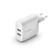 Chargeur secteur Boost Charge 2 USBA 2x 12W Belkin blanc