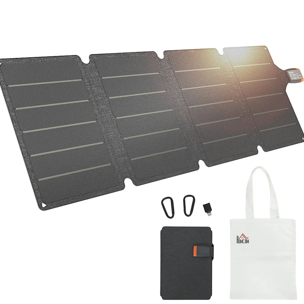 Chargeur solaire portable 36W ports type-C et USB-a norme IP67 RoHS CE-RMC gris
