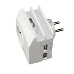 Chargeur universel 2 USB 1 prise 2 ports + Terre 16A Enexo