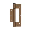 Charnière simple action à ressort, 150X40 mm, en aluminium anodisée bronze posée totalement en applique