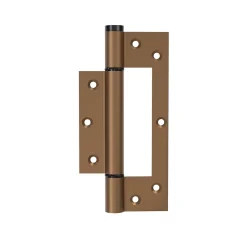 Charnière simple action à ressort, 150X40 mm, en aluminium anodisée bronze posée totalement en applique