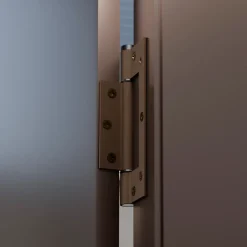 Charnière simple action à ressort, 150X40 mm, en aluminium anodisée bronze posée totalement en applique