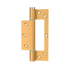 Charnière simple action à ressort, 150X40 mm, en aluminium anodisée or posée totalement en applique