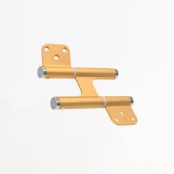 Charnière va et vient à ressort, 120X35 mm, mouvement 180 degrés, en aluminum anodisée or, posée totalement en applique,