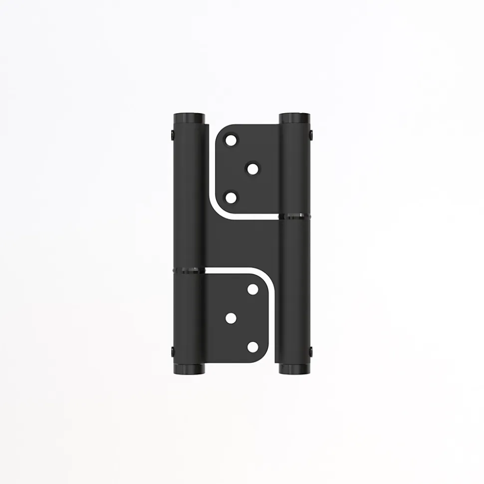 Charnière va et vient à ressort, 120X35 mm, mouvement 180 degrés, en aluminum Noir, posée totalement en applique,