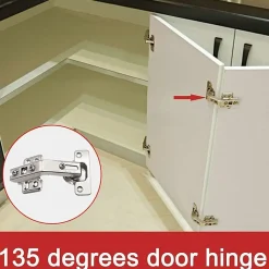 Charnières de porte d'armoire pliantes, 2 pièces, pour armoire de cuisine, 135 degrés (argent)