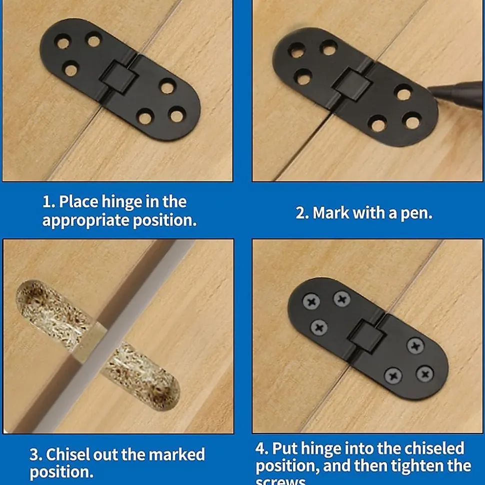 Charnières de porte plates, charnières de porte pliantes, charnières de porte pliantes en alliage pour machine à coudre, 4 pièces