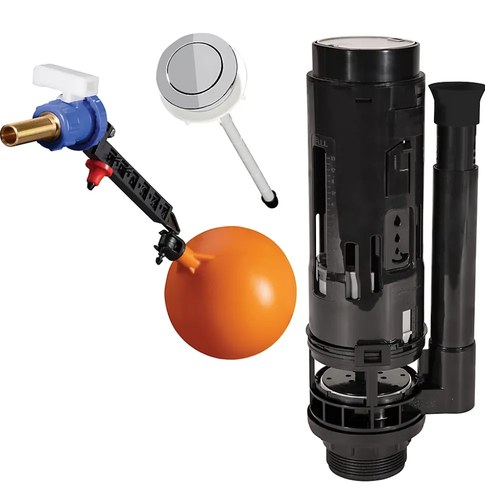 Chasse d'eau + robinet flotteur Fluidmaster SE 3/8 - 2", Bouton poussoir + tige