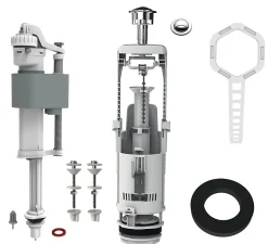 Chasse d'eau + robinet flotteur bas Flomasta, double bouton poussoir + étrier