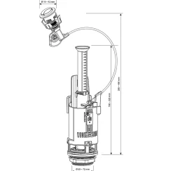 Chasse d'eau + robinet flotteur à ouverture différé Flomasta, double bouton poussoir + câble