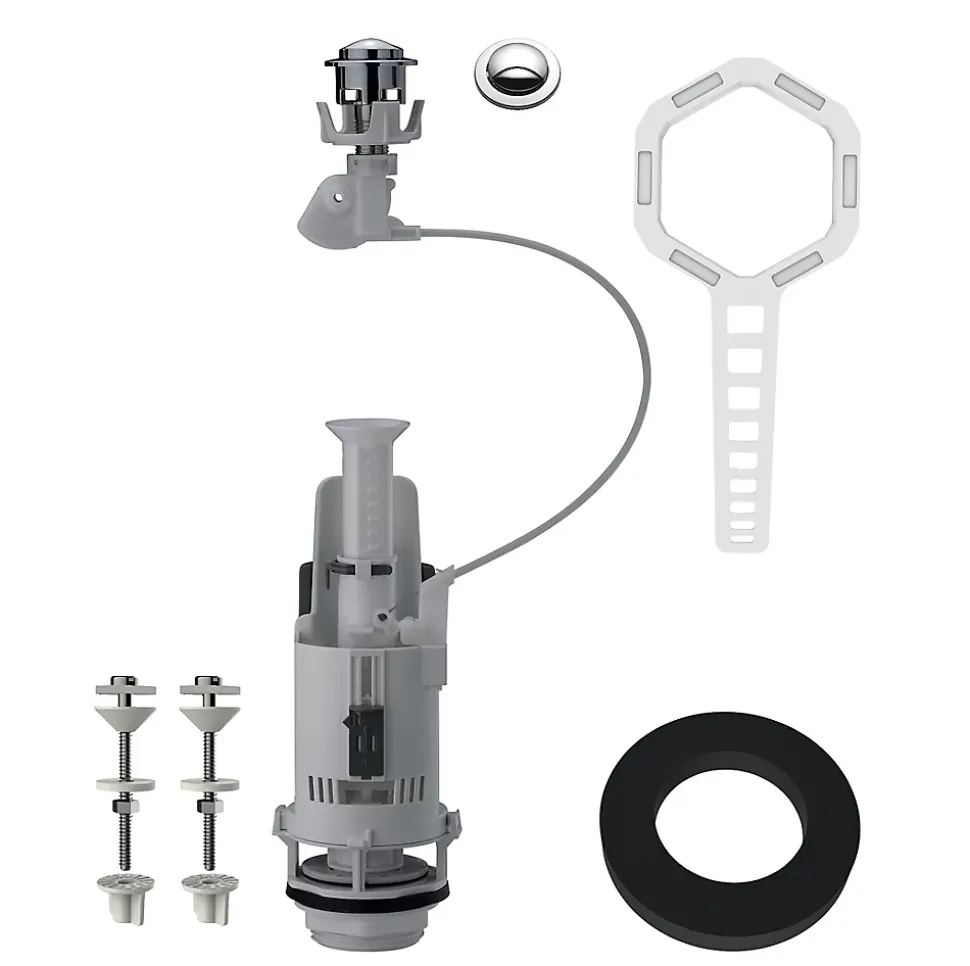 Chasse d'eau + robinet flotteur à ouverture différé Flomasta, double bouton poussoir + câble