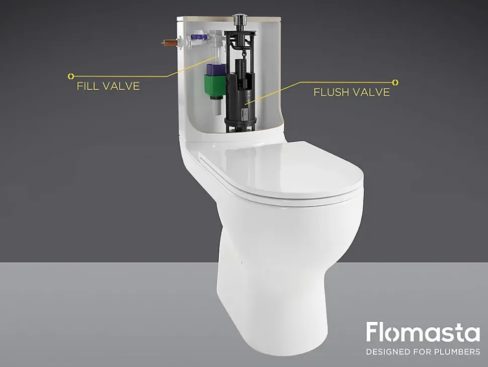 Chasse d'eau Flomasta - 2", Double bouton poussoir + tige