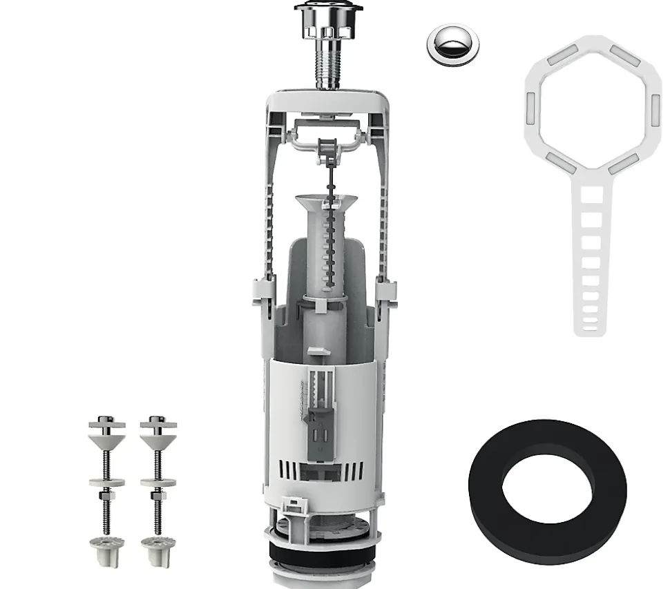 Chasse d'eau Flomasta 2", double bouton poussoir + étrier