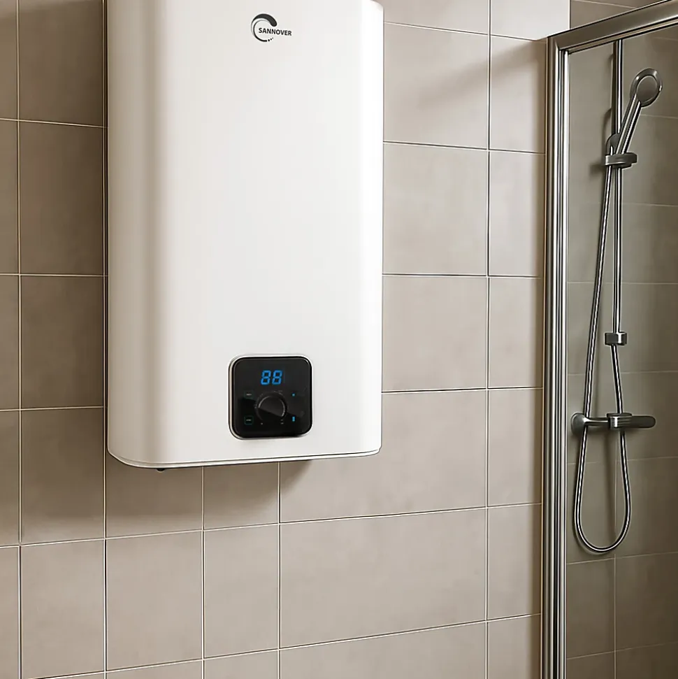 Chauffe Eau Electrique Plat Mural Multipositions Kimoro Sannover 30 Litres + Kit d'Installation Complet NF