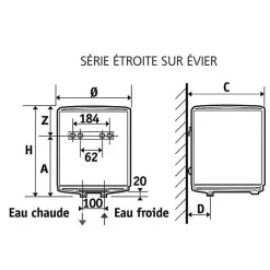 Chauffe-eau vertical - Petite capacité - Fixation murale sur évier - Atlantic