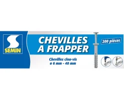 Cheville Clous Vis à Frapper Semin, 6 x 40 mm, Boite de 200