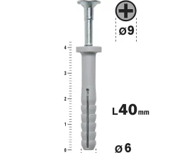 Cheville Clous Vis à Frapper Semin, 6 x 40 mm, Boite de 200