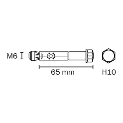 Cheville Diall métal traversant 6x65mm