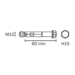 Cheville Diall métal traversant 10x60mm