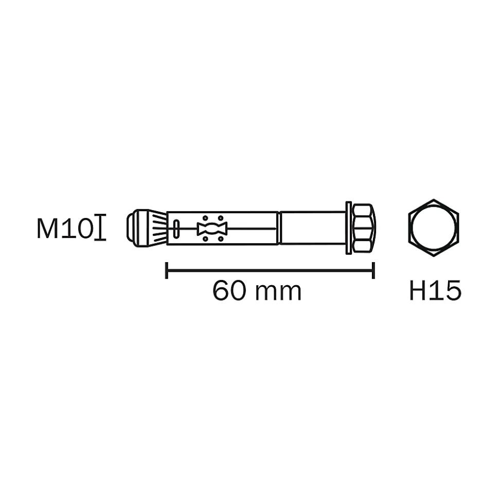 Cheville Diall métal traversant 10x60mm