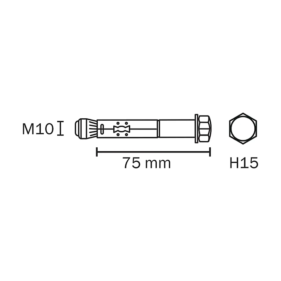Cheville Diall métal traversant 10x75mm