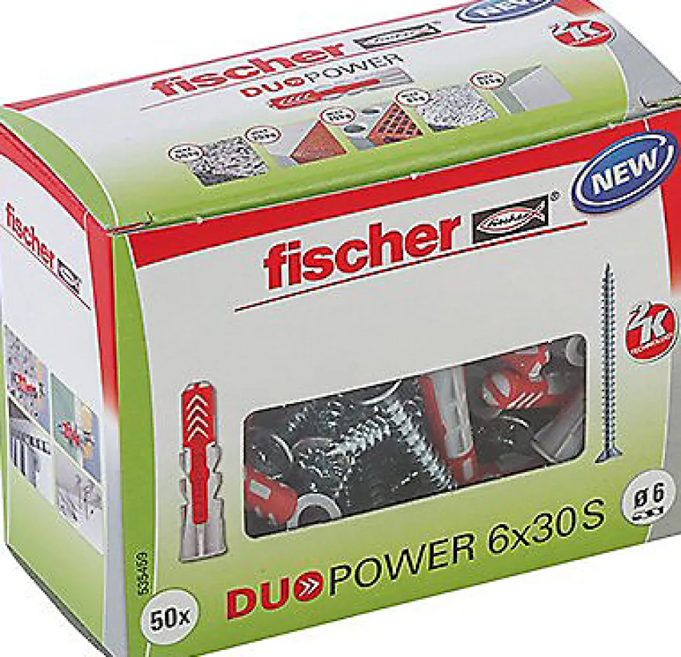 Cheville Duopower + vis big pack 6X30, 50 pièces
