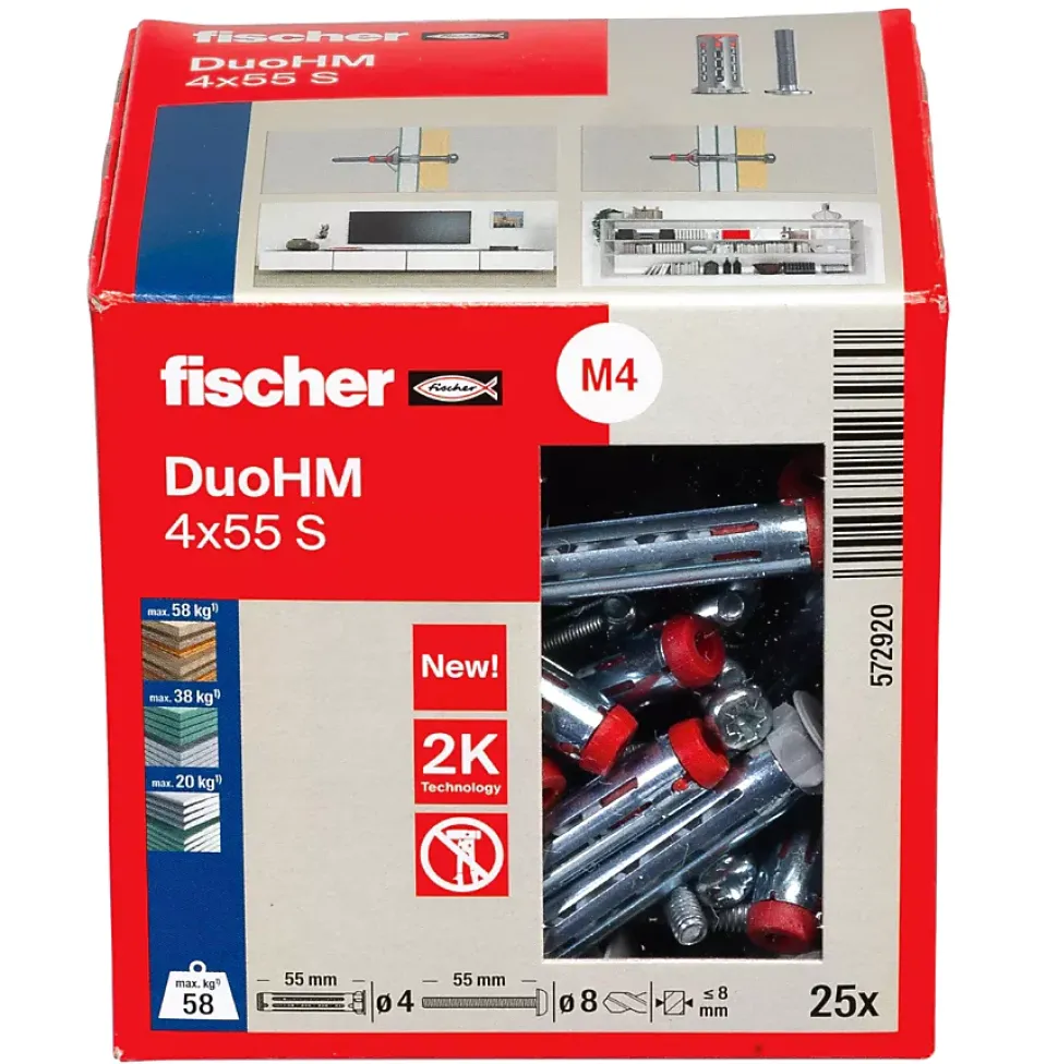 Chevilles métalliques pour corps creux DuoHM 4x55 PZ Fisher 572920