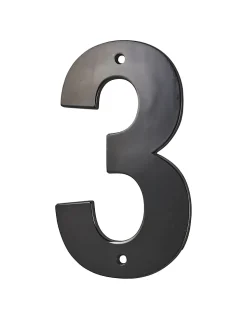 Chiffre 3 à visser, alliage, H.80mm, noir - THIRARD