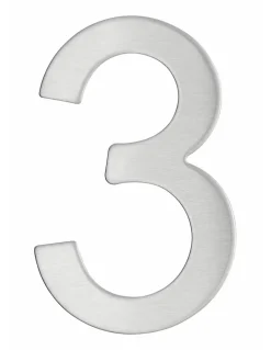 Chiffre 3 adhésif, inox, H.76mm - THIRARD