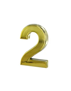 Chiffre 2 doré adhésif, ABS, H.50mm - THIRARD