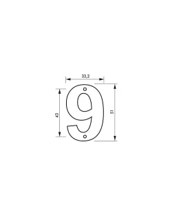Chiffre 9, laiton, à visser, H.51mm, doré - THIRARD
