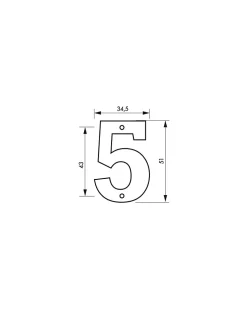 Chiffre 5, laiton, à visser, H.51mm, doré - THIRARD