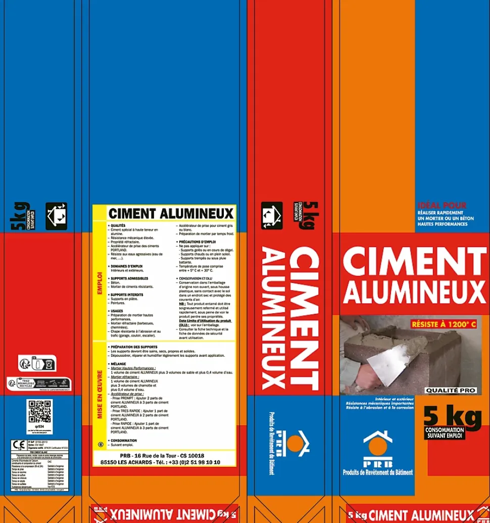 Ciment Alumineux 5kg - Haute Résistance, Prise Rapide - Travaux Techniques, Réparations Structurales, Scellement et Maçonnerie