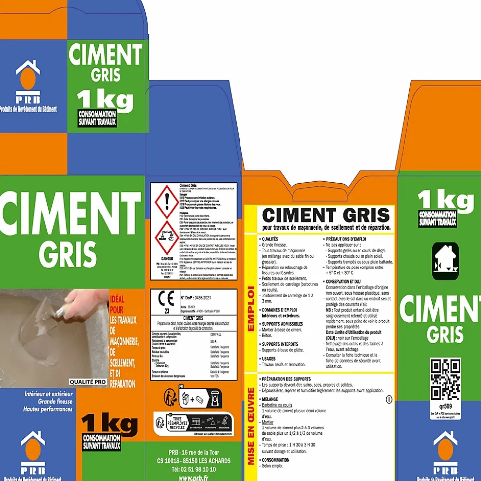 Ciment Gris Polyvalent 1kg - Finesse et Séchage Rapide - Maçonnerie, Réparation, Scellement et Jointoiement Intérieur/Extérieur