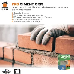 Ciment Gris Polyvalent 1kg - Finesse et Séchage Rapide - Maçonnerie, Réparation, Scellement et Jointoiement Intérieur/Extérieur