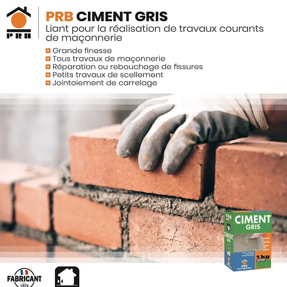 Ciment Gris Polyvalent 1kg - Finesse et Séchage Rapide - Maçonnerie, Réparation, Scellement et Jointoiement Intérieur/Extérieur