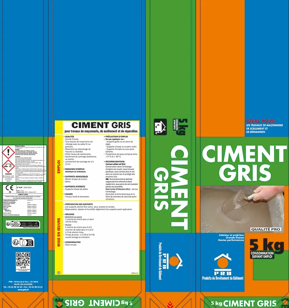 Ciment Gris Polyvalent 5kg - Finesse et Séchage Rapide - Maçonnerie, Réparation, Scellement et Jointoiement Intérieur/Extérieur
