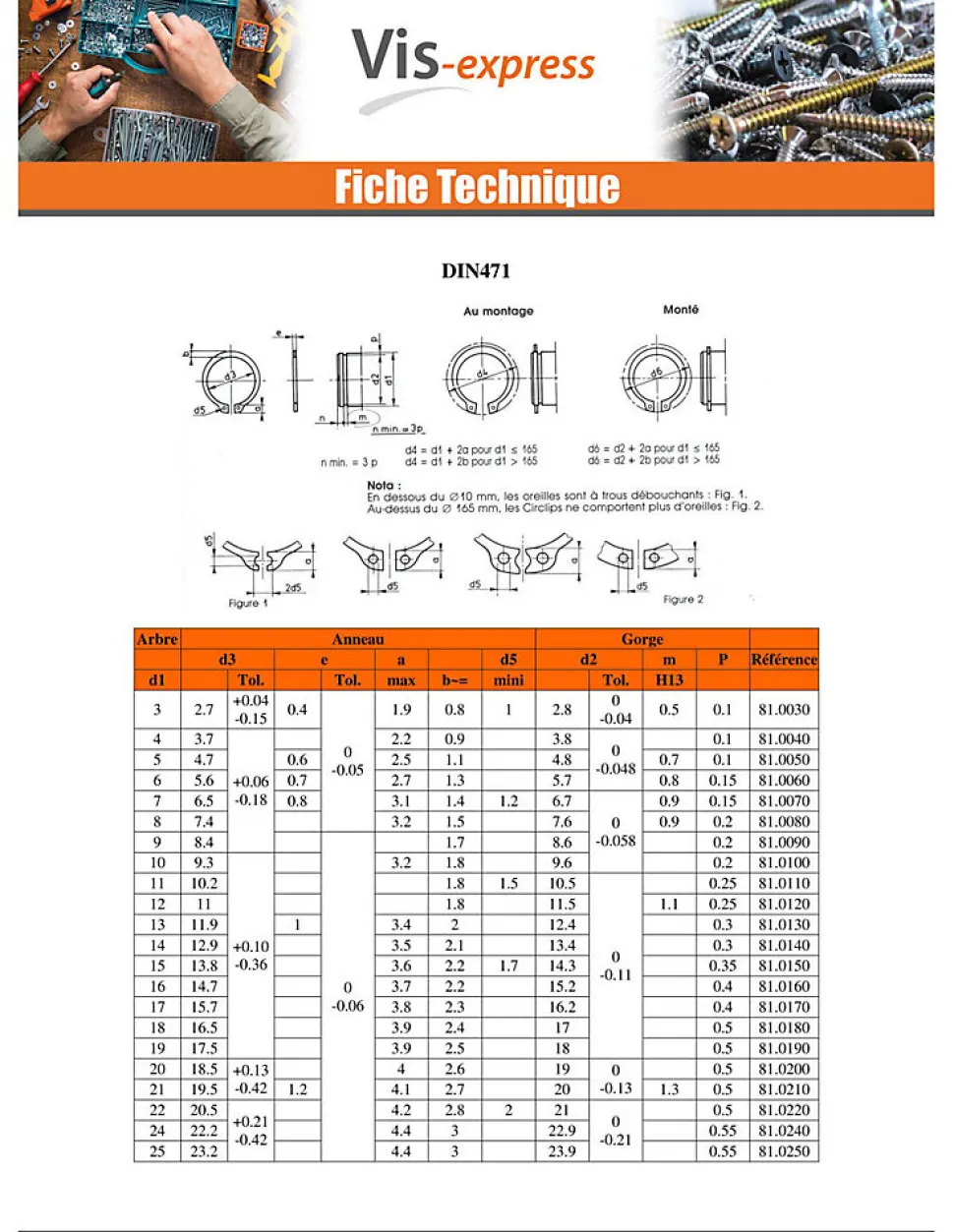 Circlip Extèrieur Acier brut Sur arbre Diamètre 12 - 1 pièce